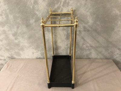 Porte parapluies ancien en laiton poli et vernis d'époque fin 19 ème 