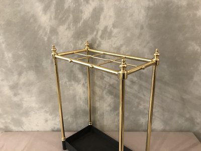 Porte parapluies ancien en laiton poli et vernis d'époque fin 19 ème 