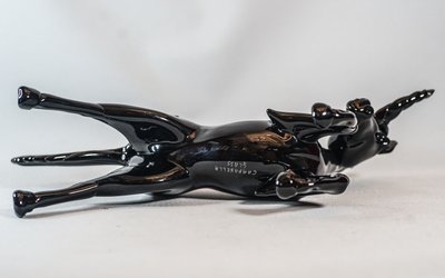 UNICORN MURANO CAMPANELLA GLASS, black crystal sculpture