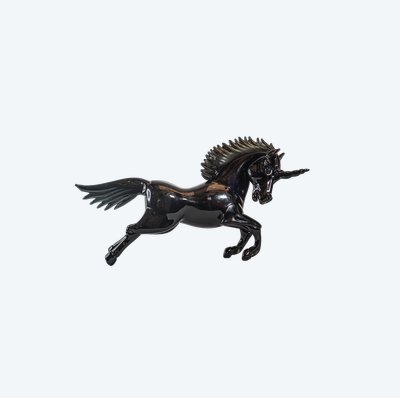 UNICORN MURANO CAMPANELLA GLASS, black crystal sculpture
