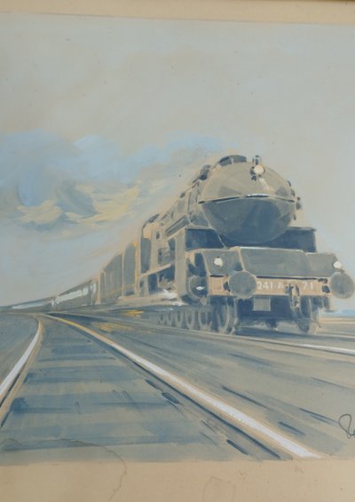 Paul Lengellé „Lokomotive PLM 241 A“ Gouache XX