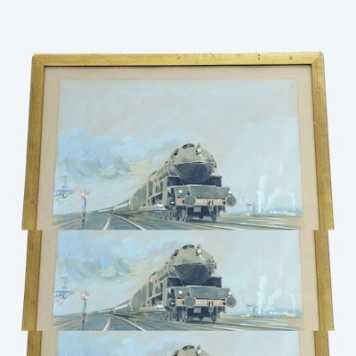 Paul Lengellé „Lokomotive PLM 241 A“ Gouache XX