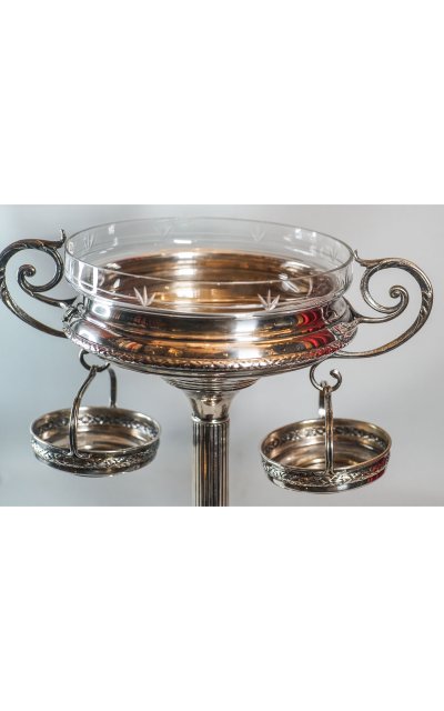 Elegant silver metal and crystal cup