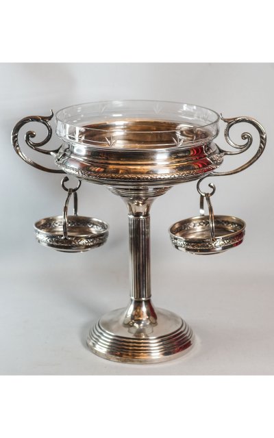 Elegant silver metal and crystal cup