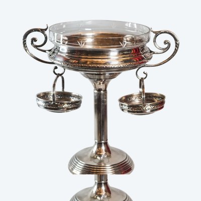 Elegant silver metal and crystal cup