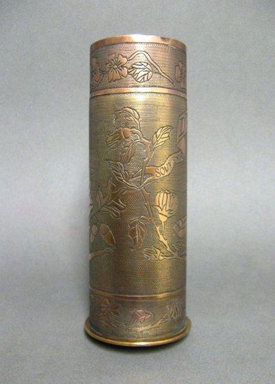Douille Souvenir, Artisanat De Tranchée, Alsace 1918, A l'Aviation Militaire De 14/18. WWI.