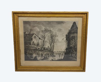 Engraving "The pleasures of winter" after JB PILLEMENT (1728-1808)