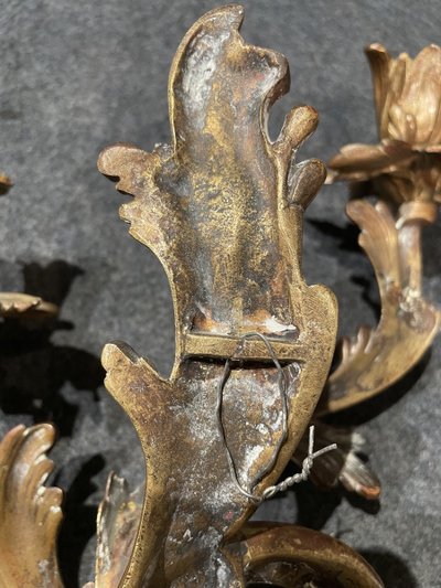 Coppia di applique in bronzo in stile Luigi XV
