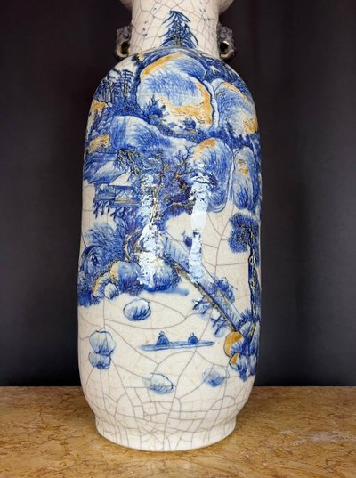 Grande vaso cinese in porcellana con decorazione blu, fine XIX/inizio XX secolo