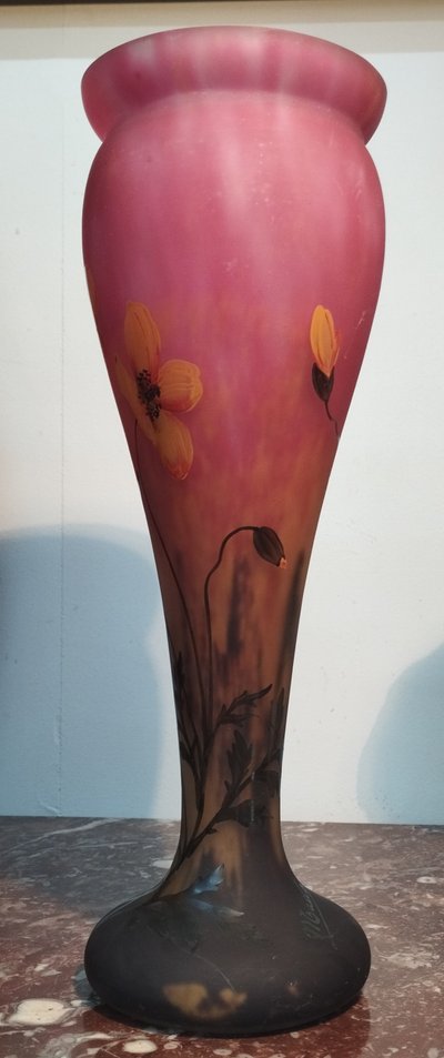 Vaso in vetro MADO con decorazione smaltata XX