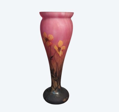 Vaso in vetro MADO con decorazione smaltata XX