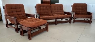 Scandinavian sofa, two armchairs and an ottoman, 1960s