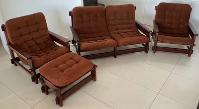 Scandinavian sofa, two armchairs and an ottoman, 1960s