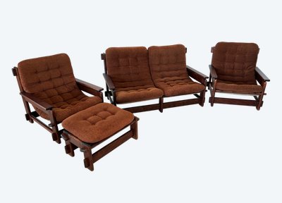 Scandinavian sofa, two armchairs and an ottoman, 1960s