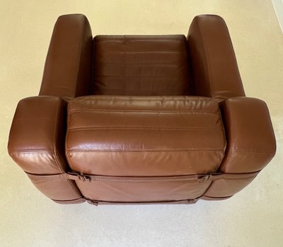 Prototipo di poltrona in similpelle marrone di Michel Ducaroy, Francia, anni '70