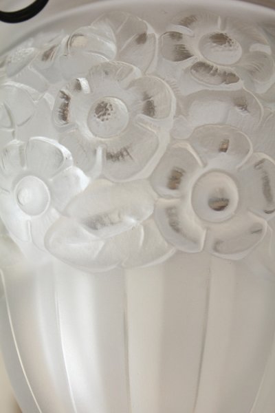 Lampadario Art Déco a 3 luci in vetro e metallo, circa 1930