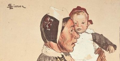 Bigoudène conduisant des enfants, par Lucien Simon