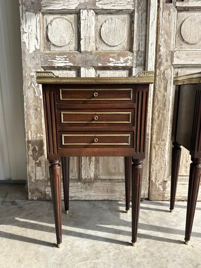 Pair of Louis XVI mahogany bedside tables, 20th century