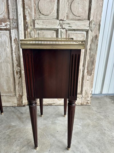 Pair of Louis XVI mahogany bedside tables, 20th century