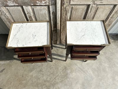 Pair of Louis XVI mahogany bedside tables, 20th century