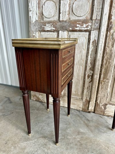 Pair of Louis XVI mahogany bedside tables, 20th century