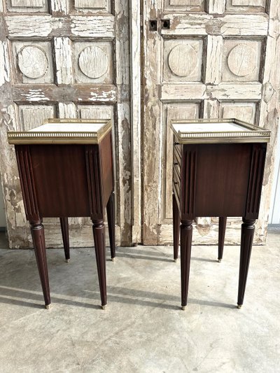 Pair of Louis XVI mahogany bedside tables, 20th century