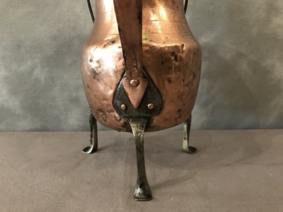 Bellissimo e grande coquemar in rame del XVIII secolo