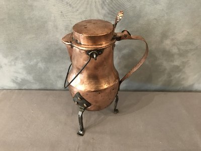 Bellissimo e grande coquemar in rame del XVIII secolo