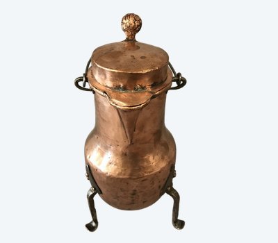 Bellissimo e grande coquemar in rame del XVIII secolo