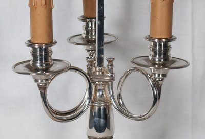 Late 19th century silver-plated bronze hot-water bottle lamp