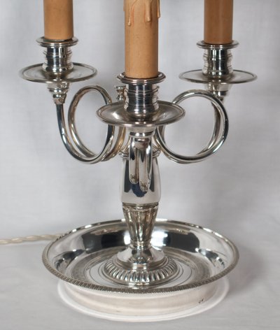 Late 19th century silver-plated bronze hot-water bottle lamp
