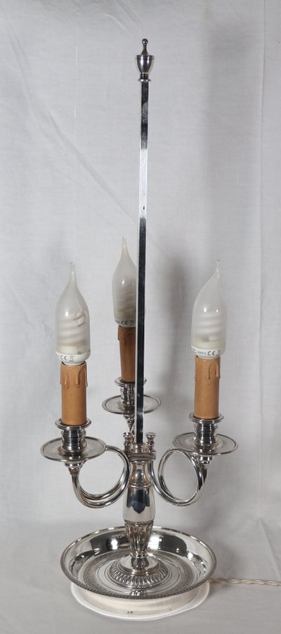Late 19th century silver-plated bronze hot-water bottle lamp