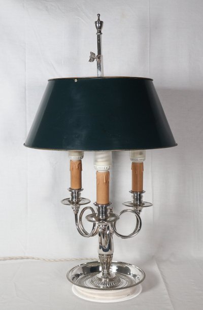 Late 19th century silver-plated bronze hot-water bottle lamp