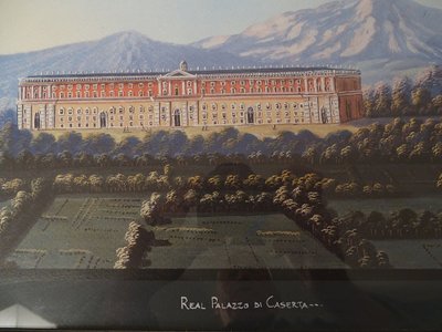 Série 8 gouaches napolitaines paysages éruption Vésuve Fusaro Naples XIXème