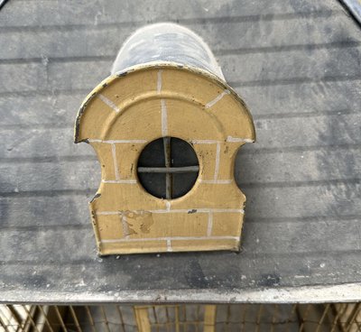 Großer Vogelkäfig Voliere Zink Metall bemalt Haus Herrenhaus Schloss 19. Jahrhundert