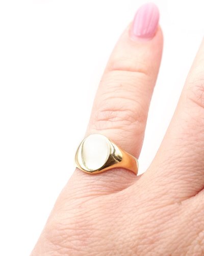 Vintage Siegelring, ungegraviert und ohne Verzierung in 18k Gold, Siegelring zum Gravieren, Vintage Ring