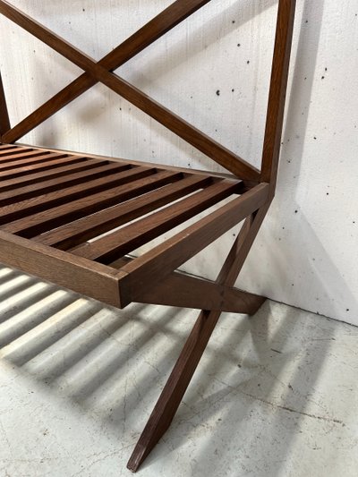 Solid oak patio bench from the 70s