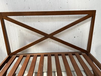 Solid oak patio bench from the 70s