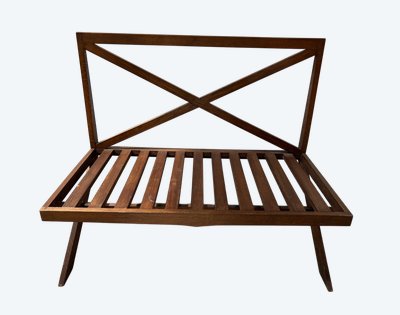 Solid oak patio bench from the 70s