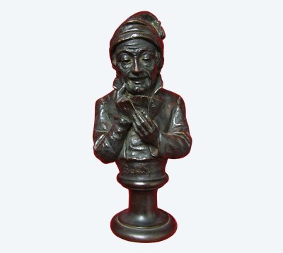Bust of a card player, 19th century.