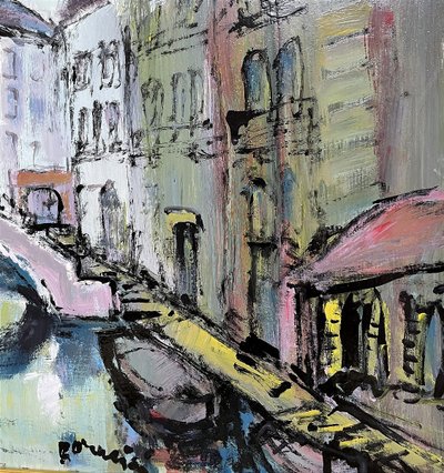 Mario Bonamici (1912-2002), Tableau "Venise", Années 1970.