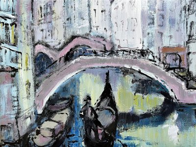 Mario Bonamici (1912-2002), Tableau "Venise", Années 1970.