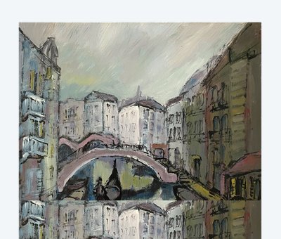 Mario Bonamici (1912-2002), Tableau "Venise", Années 1970.