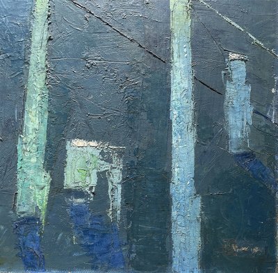 Mara Rucki, née en 1920, Tableau "La Barque Bleue", Années 1970.