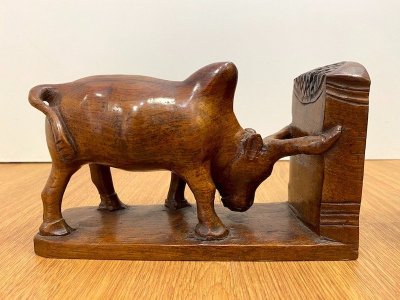 Coppia di fermalibri in legno esotico