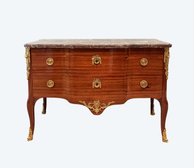 Magnifique commode en satiné estampillée d'époque Transition
