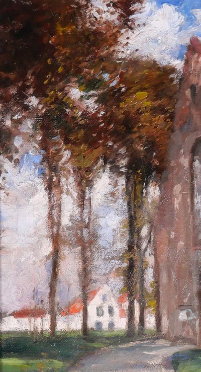 Fernand TOUSSAINT 1873-1956 Brügge, der Beginenhof, Gemälde, um 1920, belgische Landschaft