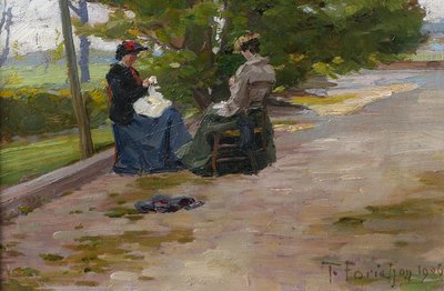 François FORICHON 1865-1952 Frauen im Garten, Gemälde, 1906, Impressionismus Couture Landschaft