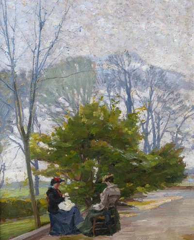 François FORICHON 1865-1952 Frauen im Garten, Gemälde, 1906, Impressionismus Couture Landschaft
