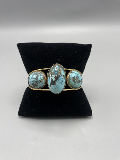 Bracciale rigido in oro con 3 cabochon di turchese